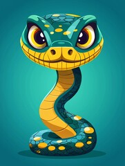 Fototapeta premium Cartoon snake portrait, cute