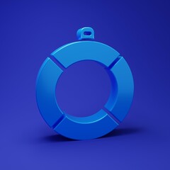 Blue Lifebuoy icon isolated on blue background. Lifebelt symbol. Minimalism concept. 3D render illustration