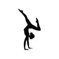 Silhouettes of people in action and fitness poses including jumping running dancing and yoga vector icon on white background