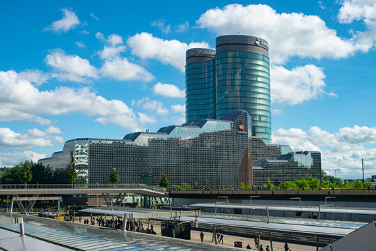 Utrecht, Netherlands - February 13, 2024: Main office of Rabobank Group in the center of the city of Utrecht.