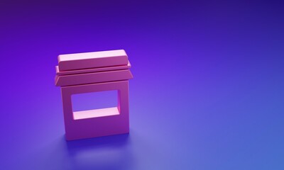 Pink Jam jar icon isolated on purple-blue background. Minimalism concept. 3D render illustration