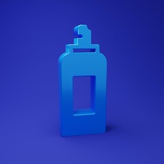 Blue Paint spray can icon isolated on blue background. Minimalism concept. 3D render illustration