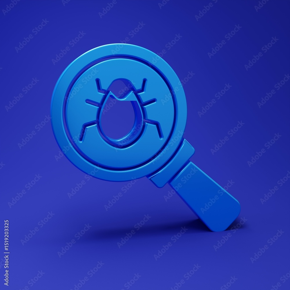 Poster blue system bug concept icon isolated on blue background. code bug concept. bug in the system. bug s