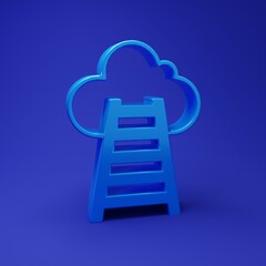 Blue Stair with finish flag icon isolated on blue background. Career growth business concept. Concept of business development. Minimalism concept. 3D render illustration