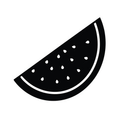 Black and white watermelon slice with seeds icon