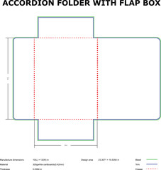Accordion folder with flap box template die-cut design