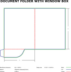 Document folder with window box die-cut template design