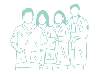 A doctor with other nurses vector design