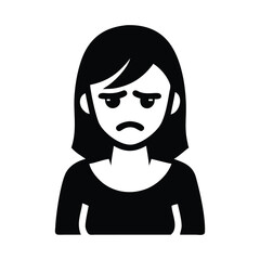 girl in black dress upset silhouette vector icon on white background