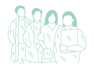 A doctor with other nurses vector design