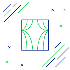 Line Circus curtain raises icon isolated on white background. For theater or opera scene backdrop, concert grand opening or cinema premiere. Colorful outline concept. Vector