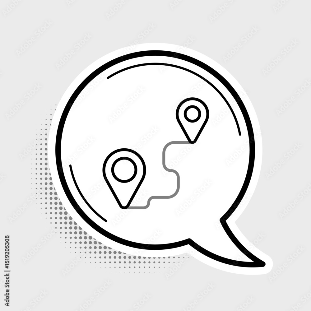 Poster line route location icon isolated on grey background. map pointer sign. concept of path or road. gps