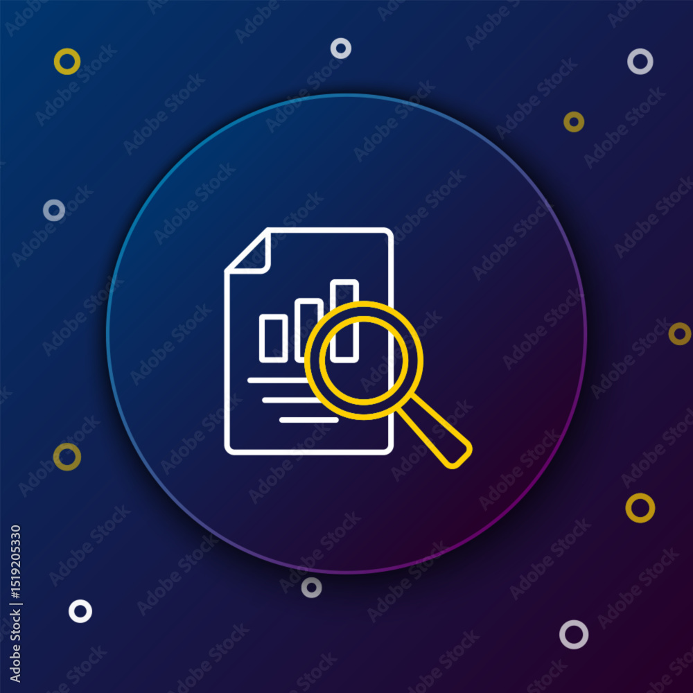 Poster line document with graph chart icon isolated on blue background. report text file icon. accounting s