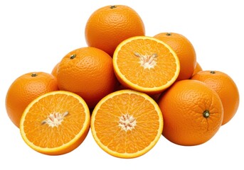 Pile of fresh oranges isolated on white background