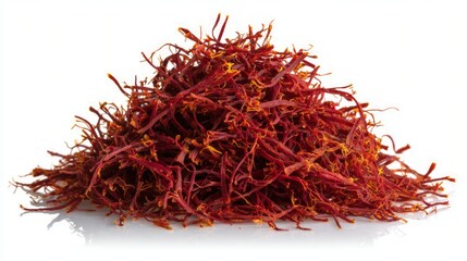 Naklejka premium Pile Of Saffron Threads On White Background