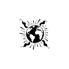 Globe with Splatter Effect: A Bold Statement on Global Issues and Environmental Concerns