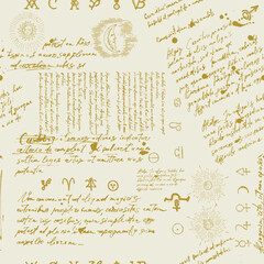 Mystical seamless pattern with esoteric symbols