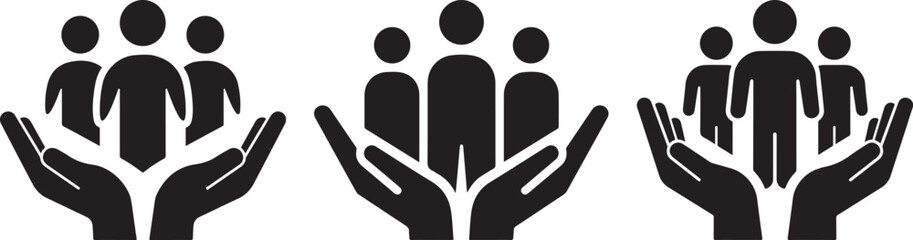 Human Rights Silhouette Graphic with Hands Holding People
