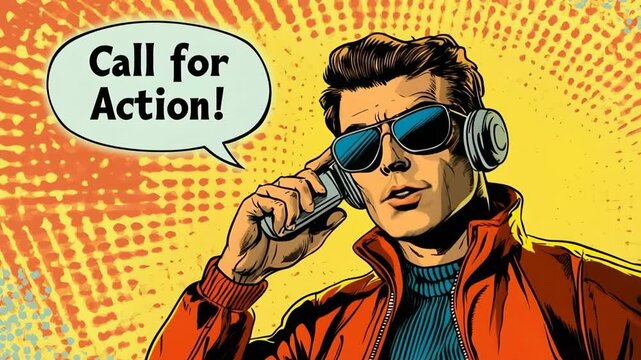 Cool man making a call for action on phone