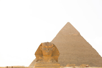 The Great Sphinx with Pyramid in Giza, Egypt