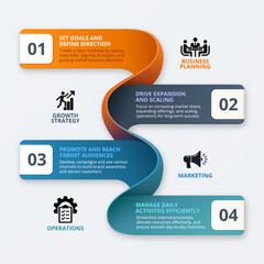 Infographic business step planning template background