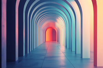 Modern Arched Hallway Perspective