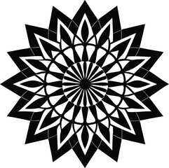 Centered Mandala Vector – Black Circular Spiritual Ornament