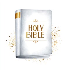 Watercolor holy bible illustration with gold accents for inspirational and spiritual art and design