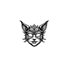 Enigmatic feline creature with ornate details and stylized floral elements design