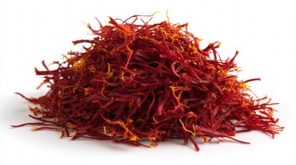 Naklejka premium Pile Of Saffron Threads On White Background