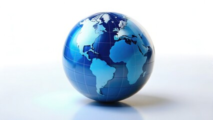 Fototapeta premium Stunning Blue Globe Photo: Earth, Planet, World, Space, Globe, Astronomy, Galaxy, Universe, Cosmology, Celestial, Sphere, 3D Render, Digital Art, Realistic.