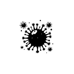Simple Black and White Graphic Illustration of Coronavirus with Minimal Details