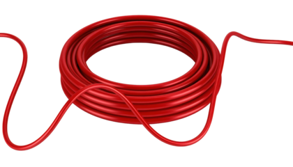 A coiled red wire with one extended end.