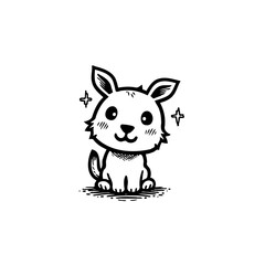 Charming cartoon puppy illustration with twinkling stars and adorable features