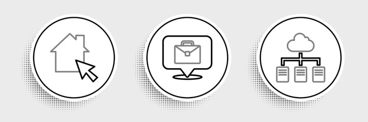 Fototapeta premium Set line Online working, and icon. Vector