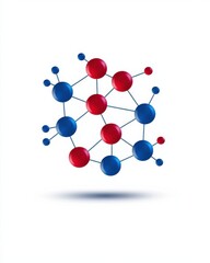Obraz premium Colorful Molecular Structure Representation with Blue and Red Atoms on a Clean White Background