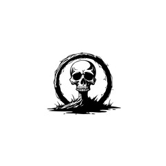 Grim Reaper's Gateway: A stark depiction of mortality framed by an ethereal circle