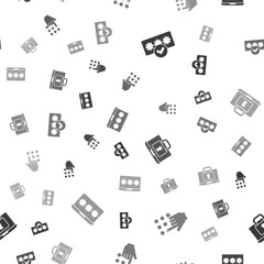 Set Password protection, , Laptop and lock and with password on seamless pattern. Vector