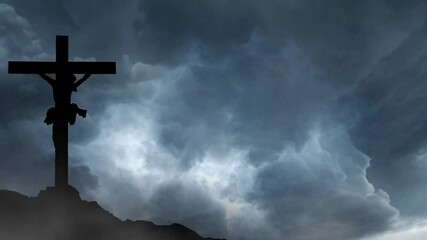 Silhouette of Cross and Savior - Powered by Adobe