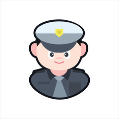 Colored Police Officer Cartoon Illustration