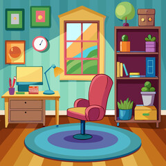 Cozy Home Office Interior Design. A Creative and Comfortable Workspace