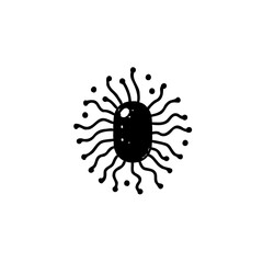 Stylized Vector Illustration of a Microbe or Germ with Tentacles and Dots