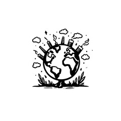 Conceptual illustration showcasing environmental pollution affecting the Earth's atmosphere