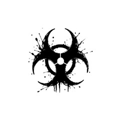 Biohazard Symbol Artwork: Striking Vector Illustration with Splatter Effect Design