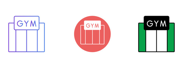   GYM  Icon Set – Line, Solid, and Glyph Background Styles