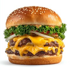 Delicious cheeseburger with fresh ingredients.