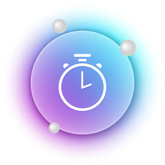 White Stopwatch icon isolated on white background. Time timer sign. Chronometer sign. Blue and purple gradient circle background. Vector