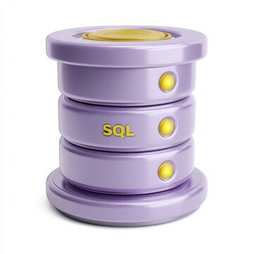 Database server with sql label on a white background