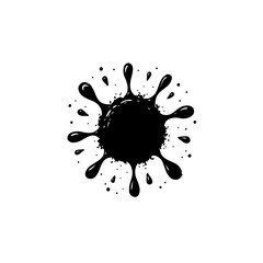 Abstract black blot illustration, ink spill design element for creative projects