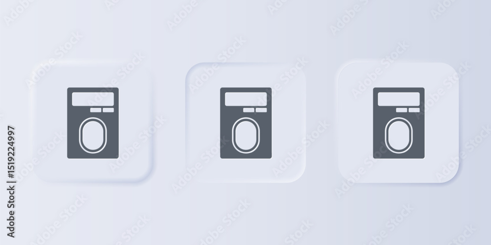 Poster grey human hand scanning with finger scan on access control machine icon isolated on grey background